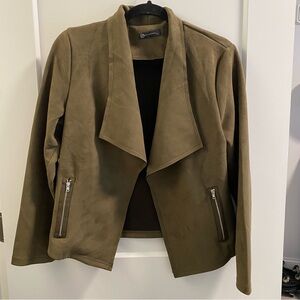 Moto Style Faux Suede Open Jacket